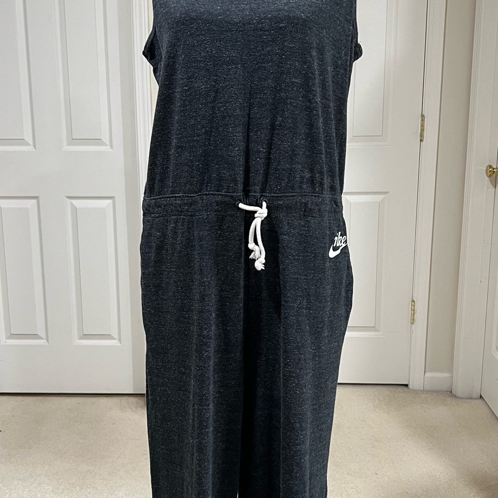 Nike Black Sleeveless Jumpsuit with Drawstring Waist EUC